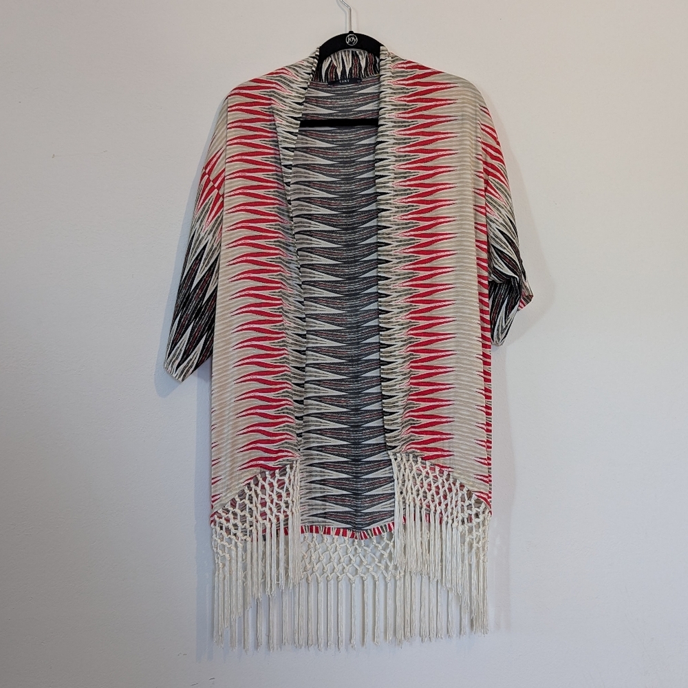 Tart Red Open Front Tassels Cardigan Size Small